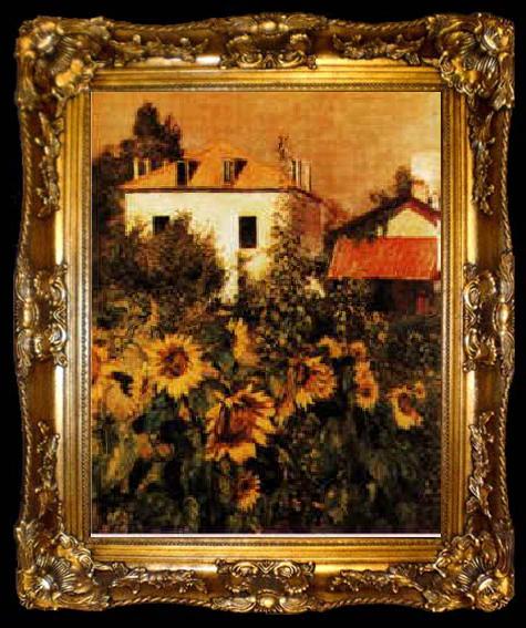 framed  Gustave Caillebotte Sunflowers, Garden at Petit Gennevilliers, ta009-2